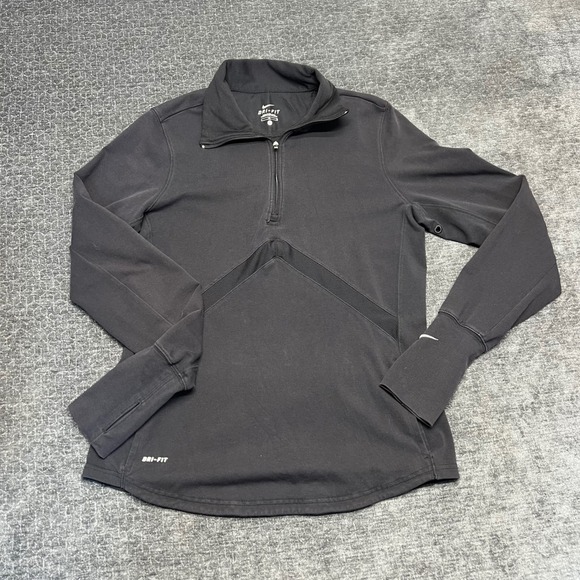 Nike Dri-FIT Women's Black Half Zip Athletic Pullover Thumbholes Size L - Picture 1 of 9